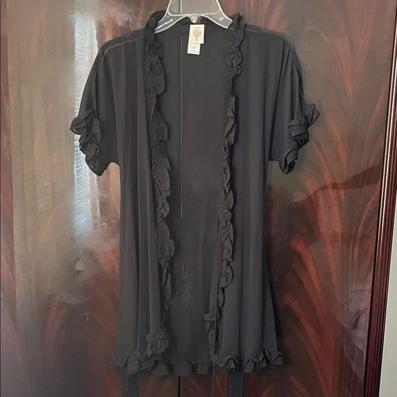 🆕 Black Ruffled Sheer Robe - Picture 8 of 10